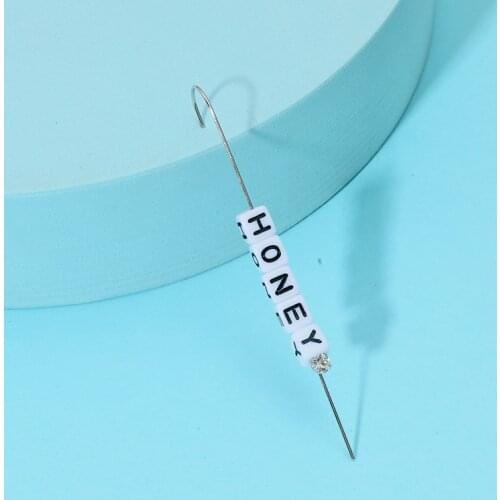 1PC Geometric Cube Industrial Barbell Stud Earrings for Women Angel Honey Letter Helix Cartilage Industrial Piercing Earings