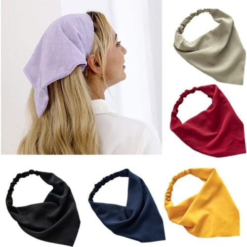 Summer Pure Color Women Girls Triangle Bandanas Hair Scarf Turban Headwrap Elastic 2021 Fashion Headband Hair Accessories