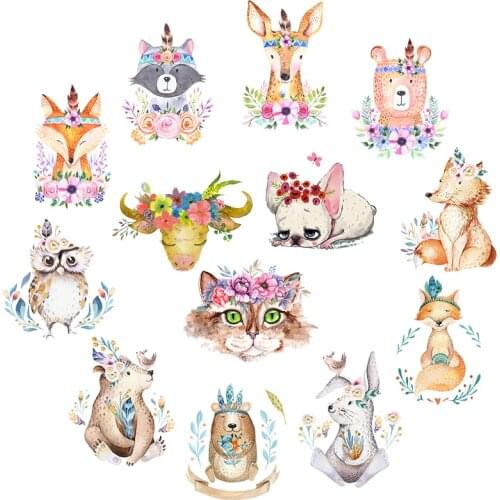 Garland Animal Heat Transfer Patches on Clothes Thermal Cute Flower Animals Patch Stripe Iron on Transfers For Clothing Stickers