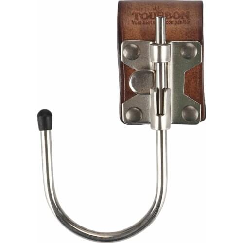 Tourbon Hunting Homemade Genuine Leather Heavy Duty Tools Steel Loop Trowel Float Hook Holder for Belt Holster Tool Hanger