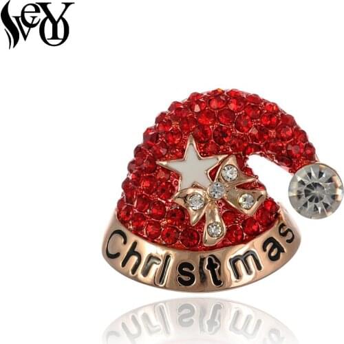 VEYO Christmas Wreath New Year Gift Round Brooch Pins Full of Rhinestone Delicate Pins for Women Fashion Jewelry Wholesale