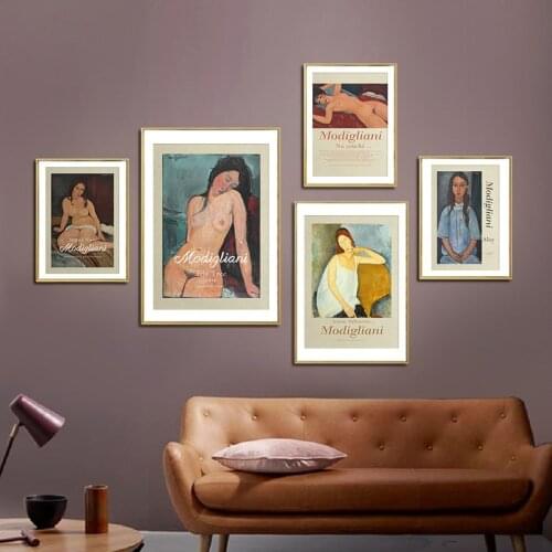 World Famous Amedeo Modigliani Exhibition Poster And Print Vintage Canvas Painting Wall Art Nude Pictures Retro Home Decoration