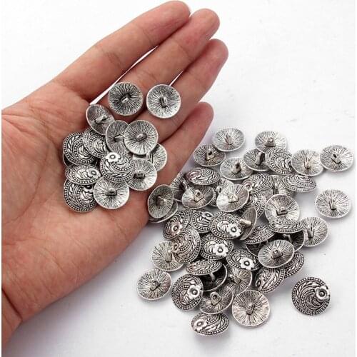 20pcs Zinc Alloy Jeans Buttons Square Elephant Hat Shoes Round Single Hole Button Charms Jewelry Accessories