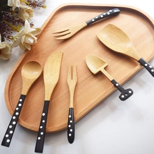6pcs Set South Korea Creative Cute Polka Dot Spoon Fork Fashionable Appearance Simple Tableware Handmade Spoon Fork