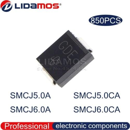 850PCS TVS SMCJ5.0A GDE SMCJ5.0CA SMCJ6.0A GDG SMCJ6.0CA SMC DO-214AB SMD Transistor Transient suppression Diode High quality