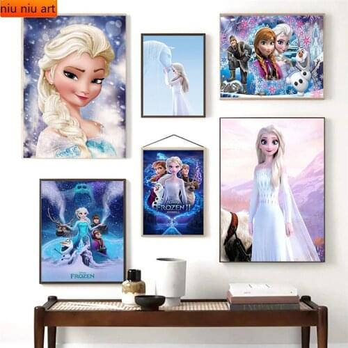 Princess Anna Elsa Movie "Frozen" Diamond Painting, Diamond Inlaid Diamond Mosaic Diamond Embroidery Cross Stitch Kit Home Decor