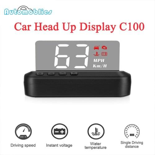 HUD C100 OBD2 Head Up Display Car Speedometer Overspeed Warning Windshield Projector Alarm System Universal Car OBD2 PK HUD A100