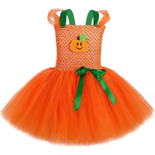Pumpkin Tutu Dress for Girls Kids Halloween Christmas Costumes Baby Girl Dresses Princess Costume for Carnival Birthday Party