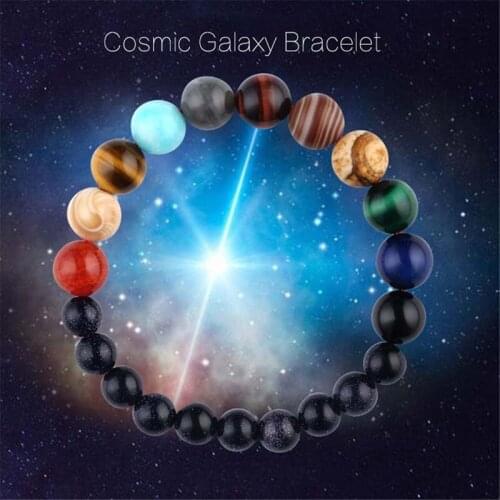 Universe Galaxy Eight Planets Bracelets Natural Stone Stars Earth Moon Bracelet For Women Men Fashion Jewelry Free Shipping
