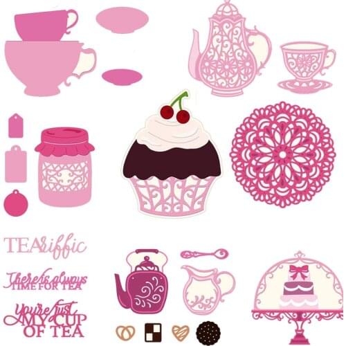 Leisure Cup Of Tea Pot Jar Cake Cover Metal Cutting Dies Stencil for DIY Scrapbooking Embossing Decoration Cards Crafts Die Cut