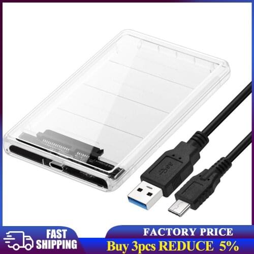 2.5 inch HDD case Transparent Hard Disk Case USB3.1 Gen2 10gbps Type-C to SATA HD Hard Disk SSD hard drive Mobile Enclosure Box