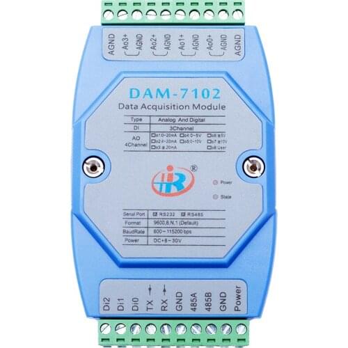 DAM7102 Digital Input Analog Output Voltage and Current Mixing Module RS485RS232\Modbus