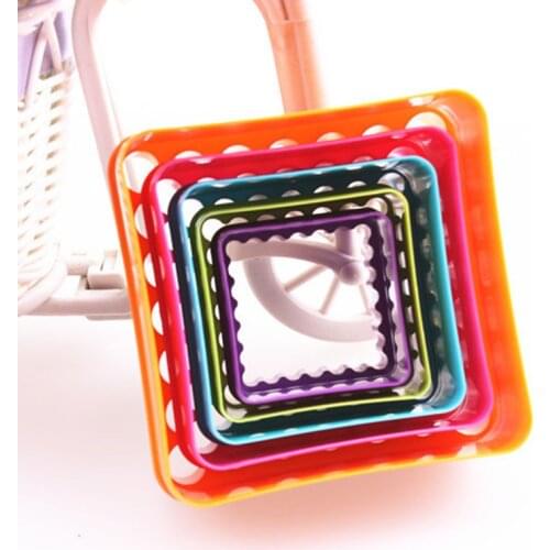 1 Set Square Shape Cookie Cutter Cake Mold Biscuit Fondant DIY Cake Kitchen Cooking Tools 5 size together
