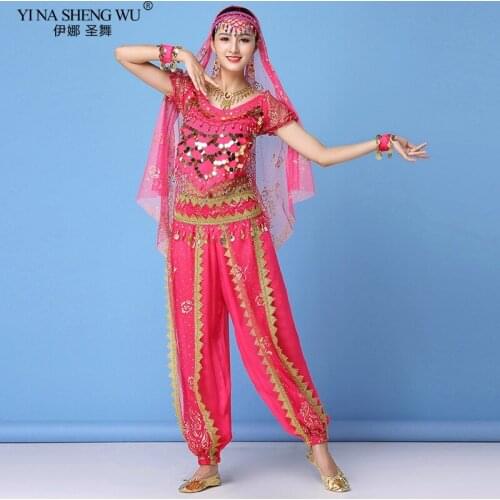 Bollywood Indian Egyptian Belly Dance Costumes Set Sari Oriental Belly Dance Pants Outfit Women Performance Stage Clothes Dance