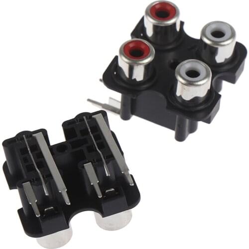 2PCS High Quality 2colors ( Red + White ) RCA Female Connector Sealed Stereo Audio Jack AV Audio Input Socket AV4-8.4