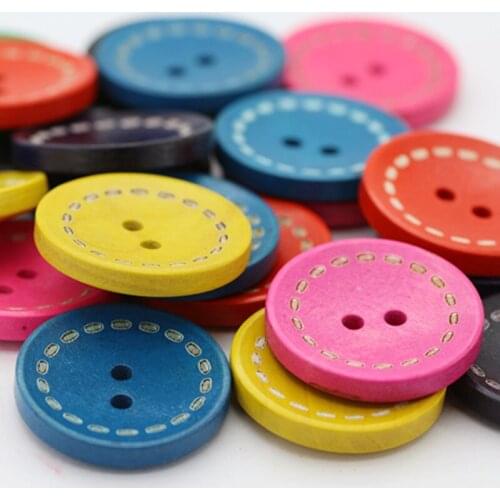 20mm Wooden Round Paint Marking Colored Wooden Buttons DIY Clothing Accessories Children Buttons