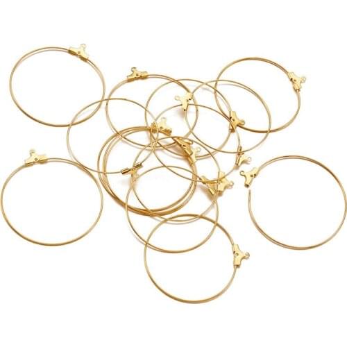 50pcs Brass Pendants Circle Hoop Earring Findings for Jewelry Making Accessories Supplies 40mm Hole: 1mm