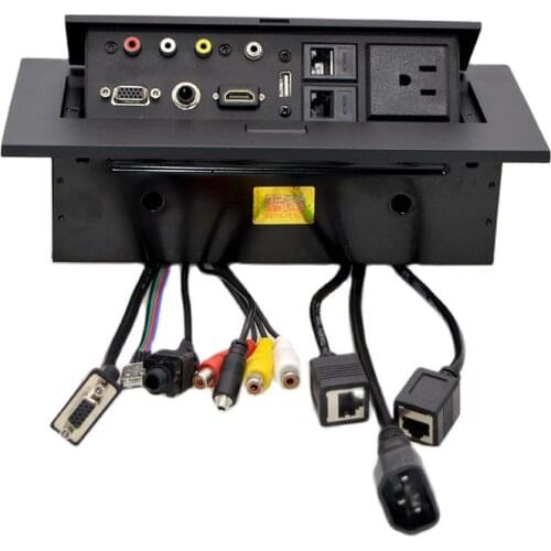 New K518 Multimedia Desktop With AV VGA 3.5mm Jack US Standard Free Connection Box office conference Table Socket Special