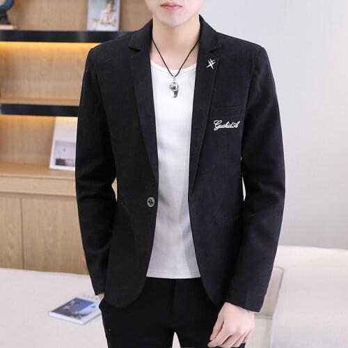 2021 Letter Embroidery Men Blazers Fashion Casual Slim Suit Jacket Male Business Social Dress Coat Wedding Streetwear Costume