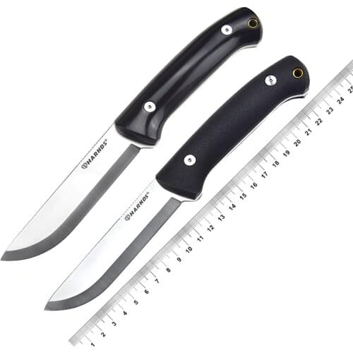 HARNDS Forester Bushcraft Sandvik 14C28N Full Tang Fixed Blade Knife G10 Ebony Handle Outdoor Survival Camping kydex Leather