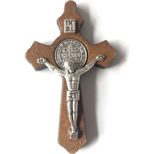 Handmade christ wooden crucifix pendant Jesus hanging religious inspirational INRI