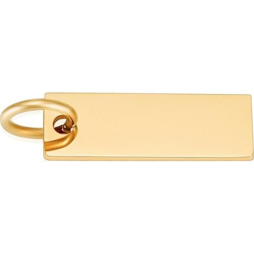 DIY Jewelry Making Accessories Stainless Steel High Polished Square Blank Charms for Pendant Necklace