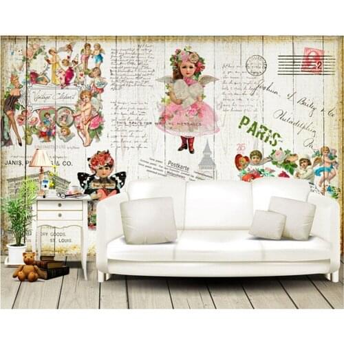 Custom retro wallpaper, cute girl little angel murals for the living room bedroom TV background wall waterproof papel de parede
