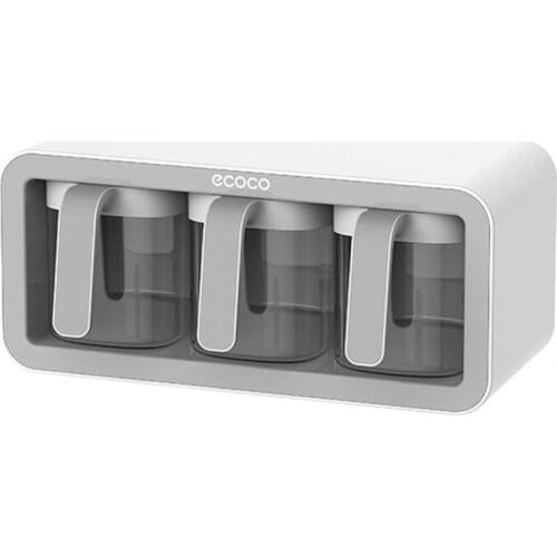 Seasoning box kitchen supplies integrated multi-cell storage Wall Rack Salt Shaker Seasoning Container Spice Box with Spoons Set