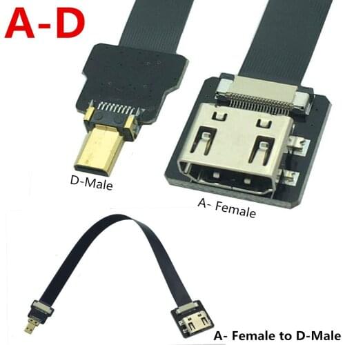 PV aerial cable PTZ FPV dedicated HDMI A female-D male standard HDM A female to D male flexible cable
