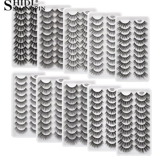 Lashes 5/10 Pairs 3D Faux Mink Lashes Fluffy Soft Wispy Volume Natural long False Eyelashes Eye Lashes Reusable Eyelashs Makeup