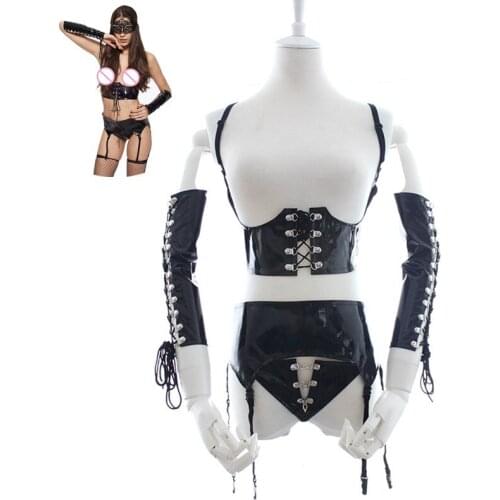 Sexy Alternative Clothing Womens Leather Erotic Fetish Body Bondage Porno Nightwear Underwear Exotic Appeal for Adult Sex