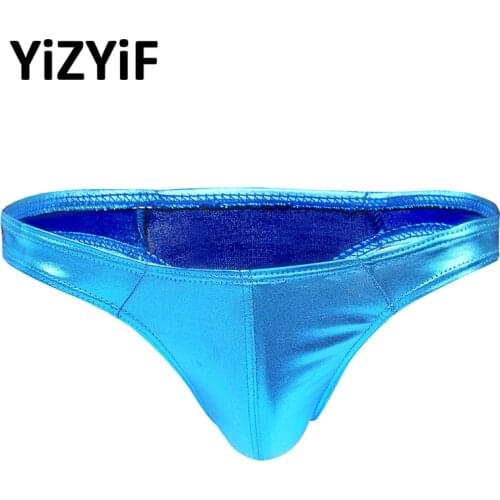 Sexy Mens Bikini Swimwear Shiny Patent Leather Thong Swim Underwear Shorts Adults Briefs Trunks