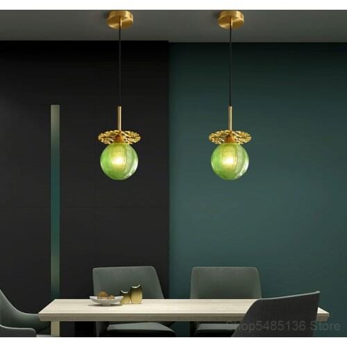Nordic LED Glass Pendant Light Modern Restaurant Bar Cafe Kitchen Hanging Lamps Bedroom Bedside Living Room Decoration Lighting