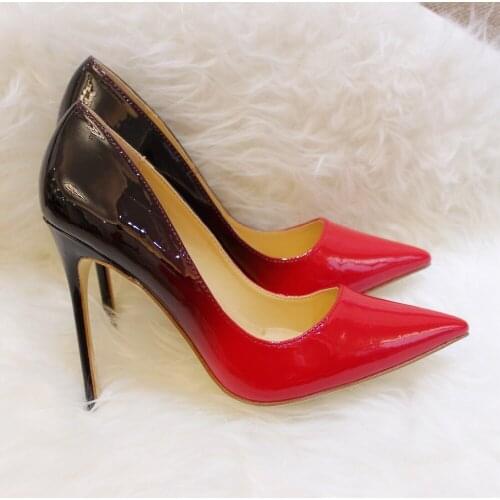 Free shipping fashion women Pumps Black red patent leather point toe high heels 12cm 10cm 8cm party shoes bride wedding shoes