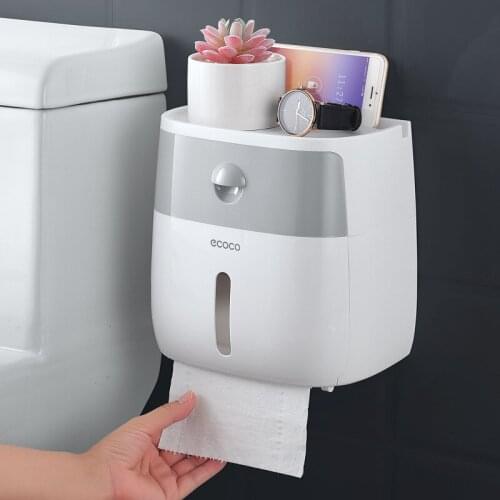 Waterproof Toilet Paper Holder Plastic Wall Mounted for Toilet Paper Towel Bathroom Shelf Storage Box Tray Toilet Roll Holder