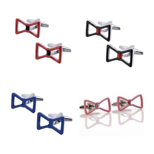 10pairs/lot Hollow Bowknot Cuff links Enamel Bow Frame Cufflinks Copper Cuff Buttons Mens Jewelry Wedding Party Gift