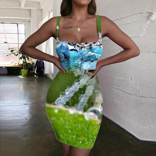 Giyu Brand Animal Dress Women Dragonfly 3d Print Cool Halter Sleeveless Harajuku Bodycon Dress Womens Clothing Party Beach