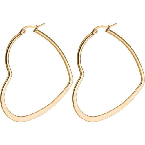 Gold Heart Earring for Women Stainless Steel Fashion Couple Earring American Exaggerated Clip on Earring Earcuff Gifts for Woman