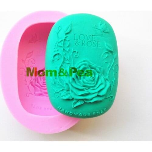 Mom&Pea 0341 Free Shipping Love & Rose Silicone Soap Mold Cake Decoration Fondant Cake 3D Mold Food Grade Silicone Mould