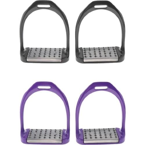 1 Pair Horse Riding Western Stirrups, Safety Bendy Iron Steel Equestrian Treads English Stirrups for Men Women Select Colors