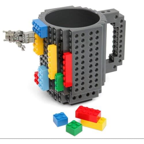 1Pc 12oz DIY lego Block Puzzle Mug Type Build-on Brick coffee Mug Buildng Blocks Travel Mugs 10 colors