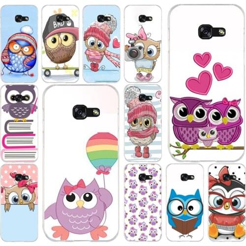129F Cute Owl Hearts Lover Christmas Soft Silicone Tpu Cover phone Case for Samsung a3 2016 a5 2017 a6 plus a7 a8 2018 s6 7 8 9