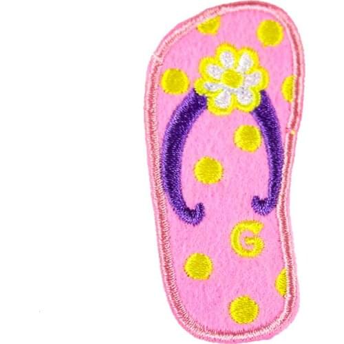 2PCS Flower Flip Flops Patches DIY Cute Patch Embroidery Applique for Clothing Iron on Clothes Stickers Children Cloth Decor