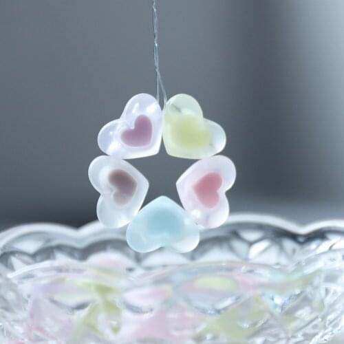 20/50Pcs 17mm Acrylic Spaced Bead Transparent Heart Shape Beads for DIY Jewelry Findings Making Necklace Earrings Accessories