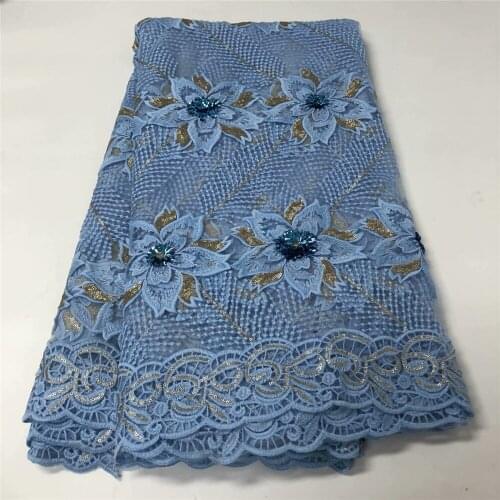 2020 African Sequin milk silk guipure cord Swiss lace,high quality water soluble lace Fabric for dresses 5yards/lot RL0715