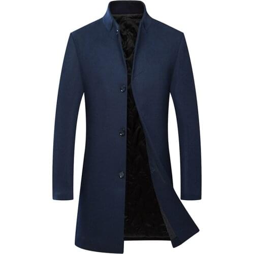 2108 Brand Men Winter Long Coat Wool Warm Thick Male Pea Coat Wool Blend Casual Slim Men Overcoat Plus Size Casaco Homem