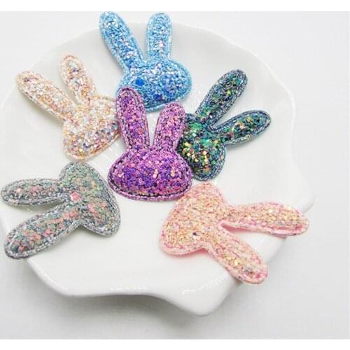 24pieces/set Glitter Heart Crown Rabbit DIY Craft Hair Accessories Fits Sequins Padded Butterfly Girls Handmade Hair Clips Parts