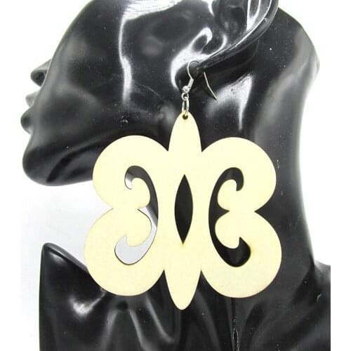4 inch Adinkra Symbol Big Wood Earrings