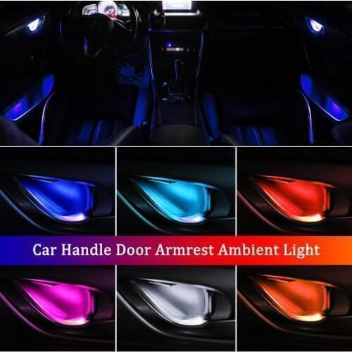 4Pcs For Mitsubishi ASX Pajero Lancer Outlander LED Inner Bowl Light Armrest Interior Door Handle Lighting Handrail Lights