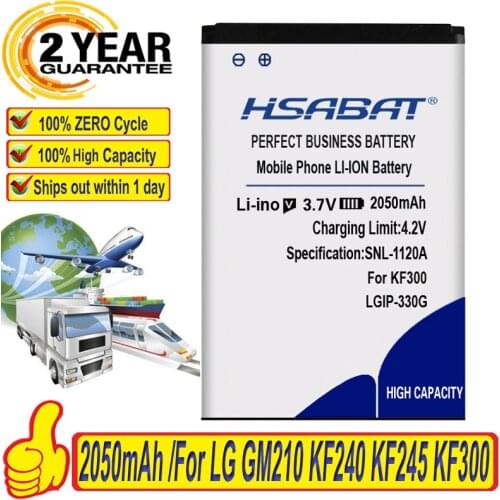 HSABAT Battery for LG GM210 KF240 KF245 KF300 KF305 KF330 KM380 2050mAh LGIP-330G free shipping within tracking number